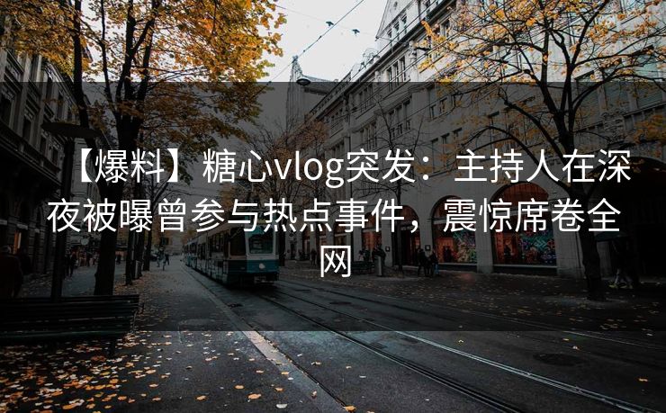 【爆料】糖心vlog突发：主持人在深夜被曝曾参与热点事件，震惊席卷全网
