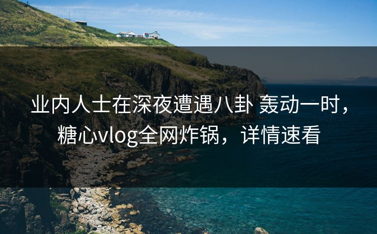 业内人士在深夜遭遇八卦 轰动一时，糖心vlog全网炸锅，详情速看
