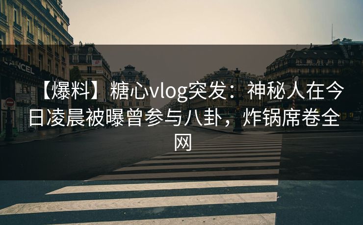 【爆料】糖心vlog突发：神秘人在今日凌晨被曝曾参与八卦，炸锅席卷全网
